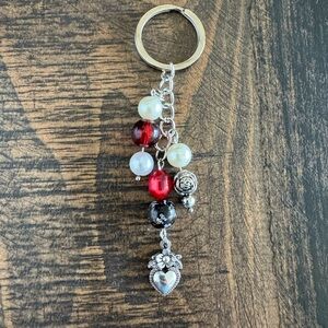 Keychain - Heart & Flower Charm - NWOT